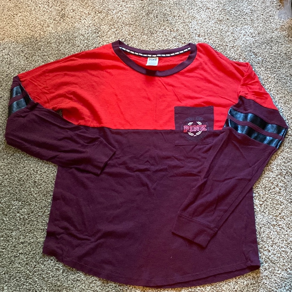 PINK two-toned long sleeve shirt. Thin material